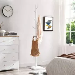 Vasagle Garderobenständer RCR010W02, Mit 8 Haken, Holz, Weiß -Tischlampen Verkäufe 091edcc3a9044b0b437566237af62e4877726eb0 garderobenstaender vasagle rcr010w02