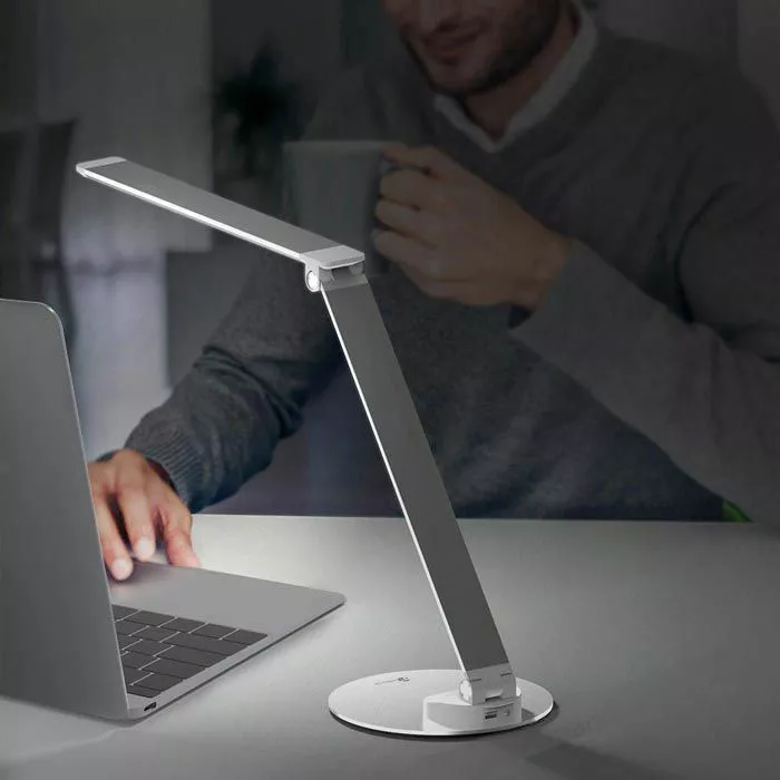 TaoTronics Schreibtischlampe TT-DL19 LED, Standfuß, Dimmbar, USB, Silber 3 TaoTronics Schreibtischlampe TT-DL19 LED, Standfuß, Dimmbar, USB, Silber – Bild 3
