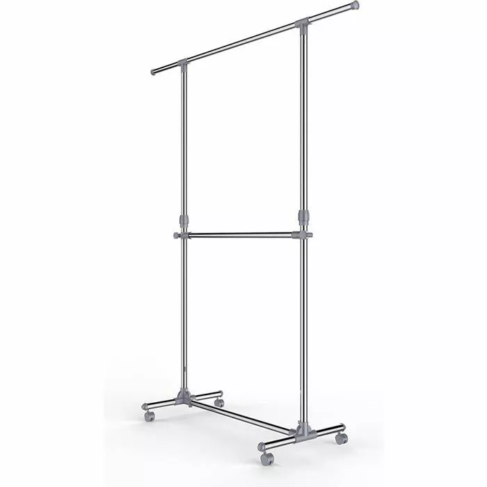 Songmics Garderobenständer LLR401, Mit Rollen, Ausziehbar, Metall, Silber / Grau 1 Songmics Garderobenständer LLR401, Mit Rollen, Ausziehbar, Metall, Silber / Grau