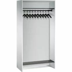 CP-Möbel Garderobenständer Serie 8070, Mit Ablagen, Metall, Lichtgrau