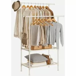 Songmics Garderobenständer RDR02WT, Bis 70 Kg, Mit 2 Kleiderstangen Und 2 Ablagen, Metall, Weiß -Tischlampen Verkäufe 0f69fb2fd13ed880a926f4739326cc9199db9d2b garderobenstaender songmics rdr02wt bis 70 kg