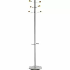 Unilux Garderobenständer Bouquet 400069048, Mit 6 Haken, 173 X 34cm (HxØ), Metall, Silber
