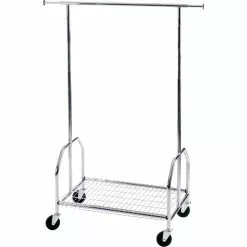 Alco Garderobenständer 2830, Mit Rollen Und Schuhablage, Metall, Silber