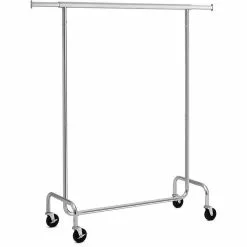 Songmics Garderobenständer HSR11S, Bis 130 Kg, Mit Rollen, Ausziehbar, Metall, Silber