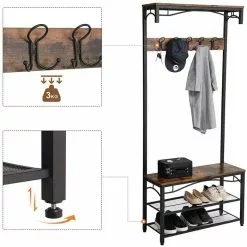 Vasagle Garderobenständer HSR45BX, Vintage, Mit 10 Haken, Metall / Holz, Schwarz / Braun -Tischlampen Verkäufe 1c153c83690c9e36a117cab50058339fe491b291 garderobenstaender vasagle hsr45bx vintage
