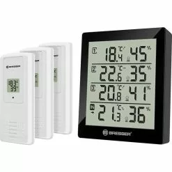 Bresser Thermo-Hygrometer Temeo Hygro Quadro, Für Innen Und Außen, Inkl. 3 Funk-Sensoren