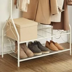 Songmics Garderobenständer HSR07W, Mit Schuhablage, Metall, Weiß -Tischlampen Verkäufe 27b9b900b666878308e8dc0f2c72ccb27c1916bf garderobenstaender songmics hsr07w