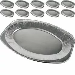 Papstar Servierplatte 14891, 43 X 29cm, Aluminium Silber, Oval, 10 Stück