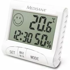 Medisana Thermo-Hygrometer HG 100 Digital, Uhrzeit, Weiß