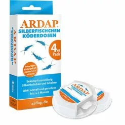 ARDAP Silberfischfalle Silberfischchen-Köderdose, Fraßköder, Wirkt Bis Zu 3 Monate, 4 Stück