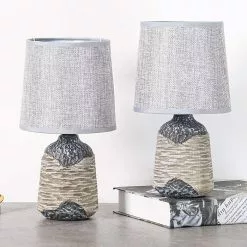 Schreibtischlampe BRUBAKER Grau, Braun, Leinenschirm, Steingutfuß, 2 Stück -Tischlampen Verkäufe 34a1fbf145f45c8ba8d5b6c42317d55c2ab05efd schreibtischlampe brubaker