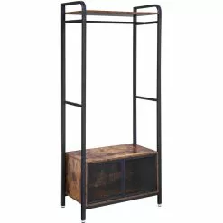 Vasagle Garderobenständer XHSR22BX, Vintage, Mit Schuhablage, Metall / Holz, Schwarz / Braun