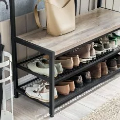 Vasagle Garderobenständer HSR086B02, Mit 24 Haken, Metall / Holz, Schwarz / Graubraun -Tischlampen Verkäufe 3d3a90b4c489993017f5f6f47a73bd1ab3de3206 garderobenstaender vasagle hsr086b02