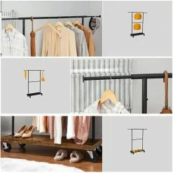 Vasagle Garderobenständer RGR111B01, Vintage, Rollen & Ablage, Ausziehbar, Metall / Holz, Braun -Tischlampen Verkäufe 4261a45afa8d2ec9b138e87e6ddd14020a427a4a garderobenstaender vasagle rgr111b01 vintage