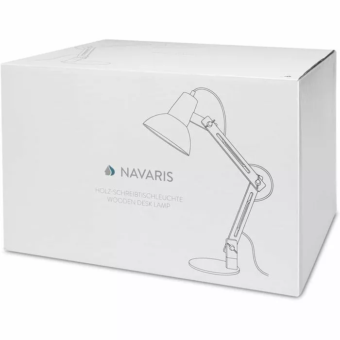 Navaris Schreibtischlampe E27, Tischklemme, Holz 6 Navaris Schreibtischlampe E27, Tischklemme, Holz – Bild 6