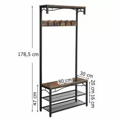 Vasagle Garderobenständer HSR45BX, Vintage, Mit 10 Haken, Metall / Holz, Schwarz / Braun -Tischlampen Verkäufe 455e7cf8c44cb22d282d14a0609a3d344051ede9 garderobenstaender vasagle hsr45bx vintage