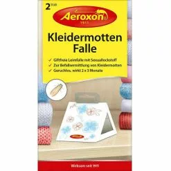 Aeroxon Mottenfalle Kleidermotten Falle, Gegen Kleidermotten, Klebefalle, Giftfrei, 2 Stück