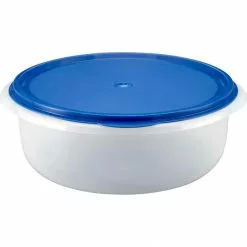 Axentia Schüssel 231640 Hefeteigschüssel Rund, 6 L, Kunststoff Transparent/blau, Ø 28cm, Plopp-Deckel