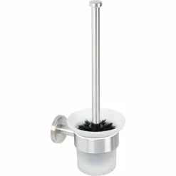 Bremermann WC-Bürste WC-Garnitur PIAZZA, Weiß, Bürstenhalter Aus Glas, Zur Wandmontage