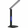 Kwmobile Schreibtischlampe LED, Dimmbar, USB, Uhr, Temperatur, Kalender, Schwarz