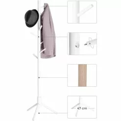 Vasagle Garderobenständer RCR04WT, Mit 8 Haken, Holz, Weiß -Tischlampen Verkäufe 53e31015cb43e93b723e1c68c8787ec492a97868 garderobenstaender vasagle rcr04wt