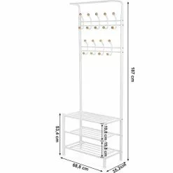 Songmics Garderobenständer HSR04W, Mit 18 Haken, Metall, Weiß -Tischlampen Verkäufe 56d7f75d354aee1a9becb26fd1cfbc80a91d3aa2 garderobenstaender songmics hsr04w