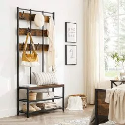 Vasagle Garderobenständer HSR087B01, Vintage, Mit 16 Haken, Metall / Holz, Schwarz / Braun -Tischlampen Verkäufe 59879ed15d0a9a44e9705449b17feda24065e89b garderobenstaender vasagle hsr087b01 vintage