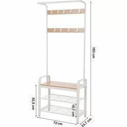 Vasagle Garderobenständer HSR40W, Mit 9 Haken, Metall / Holz, Weiß -Tischlampen Verkäufe 599bbbe764e64a29b5f66cc6a9d3146b8307f7e5 garderobenstaender vasagle hsr40w