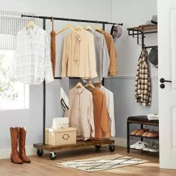 Vasagle Garderobenständer RGR111B01, Vintage, Rollen & Ablage, Ausziehbar, Metall / Holz, Braun -Tischlampen Verkäufe 62cdbb8310413e7c63521209ae4c0eaab0ea3680 garderobenstaender vasagle rgr111b01 vintage