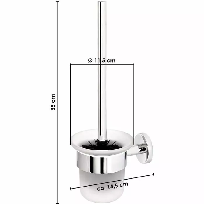 Bremermann WC-Bürste WC-Garnitur Lucente, Weiß, Bürstenhalter Aus Glas, Zur Wandmontage 5 Bremermann WC-Bürste WC-Garnitur Lucente, Weiß, Bürstenhalter Aus Glas, Zur Wandmontage – Bild 5