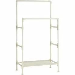 Songmics Garderobenständer RDR01WT, Bis 55 Kg, Mit 2 Kleiderstangen Und Ablage, Metall, Weiß