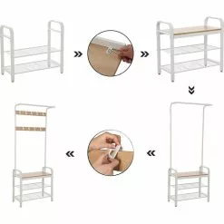 Vasagle Garderobenständer HSR40W, Mit 9 Haken, Metall / Holz, Weiß -Tischlampen Verkäufe 6fc5d4a135f7921b2c47783c6e1b5f0aa51bbb3b garderobenstaender vasagle hsr40w