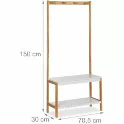 Relaxdays Garderobenständer 10024984, Mit 2 Ablagen & 4 Haken, Bambus, Natur / Weiß -Tischlampen Verkäufe 704d20d0ac78d92890c73d904029bfbf79dda1bb garderobenstaender relaxdays 10024984