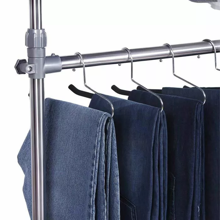 Songmics Garderobenständer LLR401, Mit Rollen, Ausziehbar, Metall, Silber / Grau 4 Songmics Garderobenständer LLR401, Mit Rollen, Ausziehbar, Metall, Silber / Grau – Bild 4