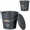 Relaxdays Ascheeimer Set Mit Extra Holzeimer, Feuerfest, Schwarz, Je 12 Liter, 2 Stück