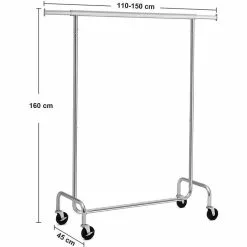 Songmics Garderobenständer HSR11S, Bis 130 Kg, Mit Rollen, Ausziehbar, Metall, Silber -Tischlampen Verkäufe 7b44fc422509502ad94cf315c527fcc72d1941f1 garderobenstaender songmics hsr11s bis 130 kg