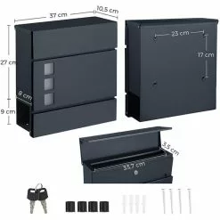 SONGMICS Briefkasten GMB052G01, Anthrazit, Stahl, 37 X 37 X 10,5cm, Sichtfenster Zeitungsfach 13 SONGMICS Briefkasten GMB052G01, Anthrazit, Stahl, 37 X 37 X 10,5cm, Sichtfenster Zeitungsfach -Tischlampen Verkäufe 7dce90709251a2414ed270c5b22828d242ce9d11 briefkasten songmics gmb052g01 anthrazit