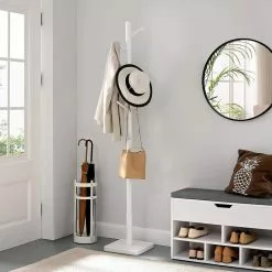 Vasagle Garderobenständer RCR010W02, Mit 8 Haken, Holz, Weiß -Tischlampen Verkäufe 8525f0248d3b040601dd951f742efc79ef3e49bc garderobenstaender vasagle rcr010w02