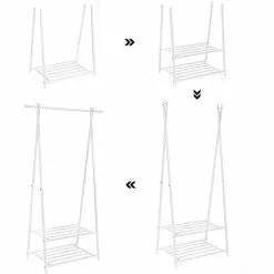 Songmics Garderobenständer HSR05W, Mit Schuhablage, Metall, Weiß -Tischlampen Verkäufe 85c0adf2ead51429fcd35458ee8e49fc3164c7d1 garderobenstaender songmics hsr05w