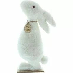 Frank-Flechtwaren Osterdeko Hase Flauschig, Hasenfigur Aus Textil, 38 Cm