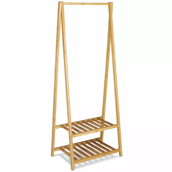 Relaxdays Garderobenständer 10020270, Mit 2 Ablagen, Bambus, Natur 1 Relaxdays Garderobenständer 10020270, Mit 2 Ablagen, Bambus, Natur
