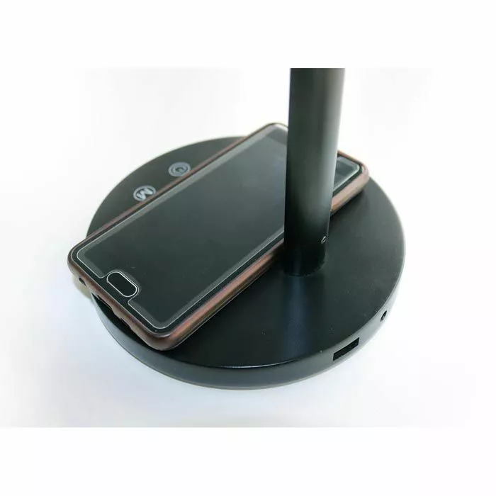 Unilux Schreibtischlampe Diva Schwarz, Dimmbar, USB, Qi-Ladegerät, Mit Standfuß 2 Unilux Schreibtischlampe Diva Schwarz, Dimmbar, USB, Qi-Ladegerät, Mit Standfuß – Bild 2