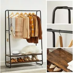 Vasagle Garderobenständer RGR112B01, Vintage, Mit 2 Ablagen, Bis 170 Kg, Metall / Holz, Braun -Tischlampen Verkäufe 9603b55be873ae6c3627cd24dd6a925615e8098b garderobenstaender vasagle rgr112b01 vintage