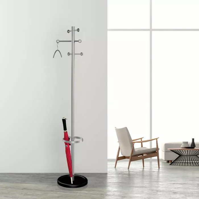 Kerkmann Garderobenständer Easy, 6114, Mit 6 Haken, Edelstahl, Silber 2 Kerkmann Garderobenständer Easy, 6114, Mit 6 Haken, Edelstahl, Silber – Bild 2