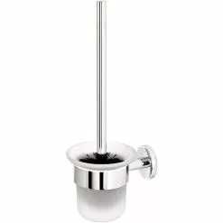 Bremermann WC-Bürste WC-Garnitur Lucente, Weiß, Bürstenhalter Aus Glas, Zur Wandmontage