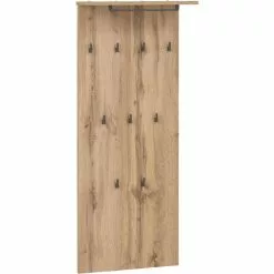 Schildmeyer Wandgarderobe Limmo 148912, Holz, 50 X 120,6cm, Mit Kleiderstange Und 9 Haken, Eiche