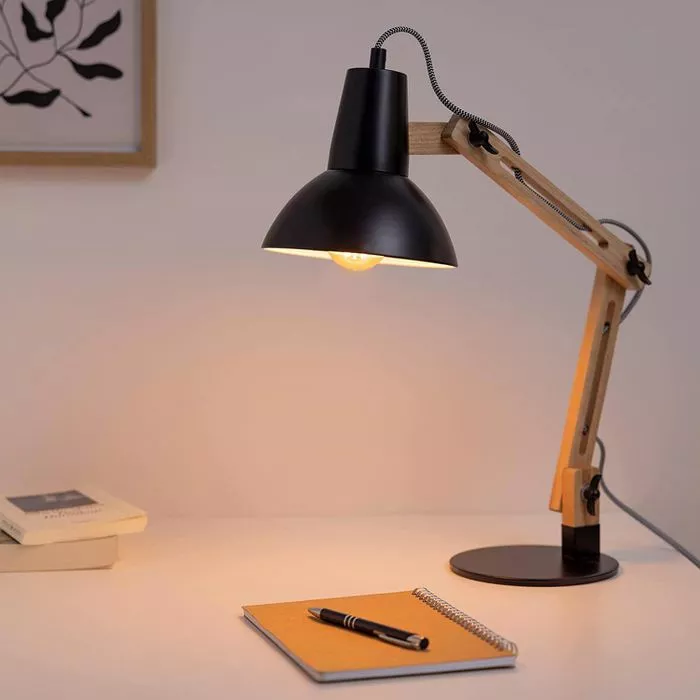 Navaris Schreibtischlampe E27, Tischklemme, Holz 7 Navaris Schreibtischlampe E27, Tischklemme, Holz – Bild 7