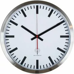 Eurotime Wanduhr 56862 Funkuhr, Ø 40 Cm, Edelstahl, Silber