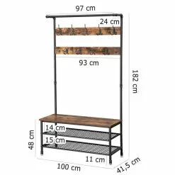 Vasagle Garderobenständer HSR47BX, Vintage, Mit 23 Haken, Metall / Holz, Schwarz / Braun -Tischlampen Verkäufe a6dba9cb5622de17ddafe5403d8d2f3c24a0f544 garderobenstaender vasagle hsr47bx vintage