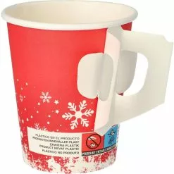 Papstar Trinkbecher 85494 Winter Time, Rot, 0,2 L, Pappe, Einweg, Für Heißgetränke, 50 Stück